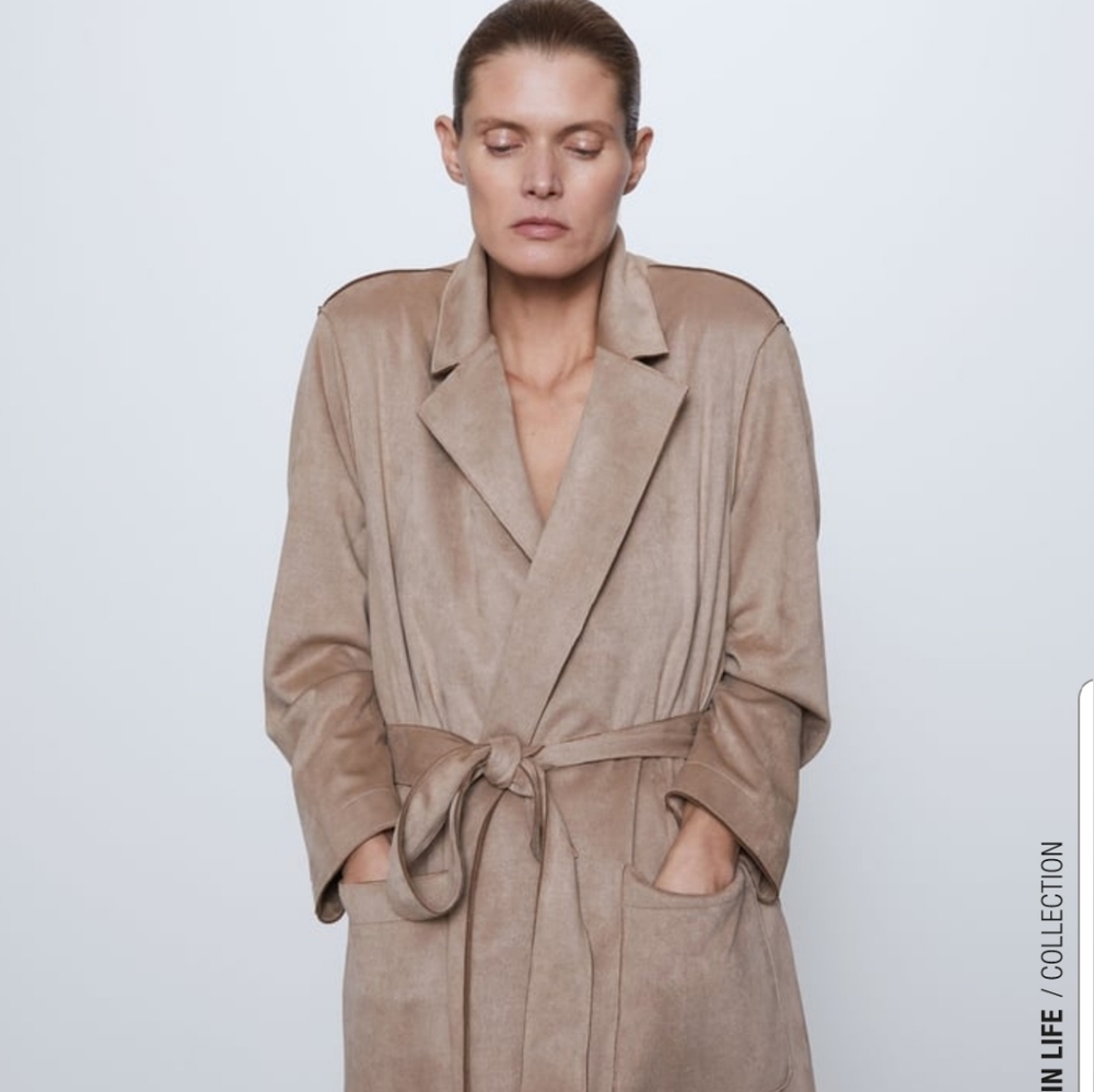 ZARA Faux Suede Jacket Sz M - Picture 3 of 8